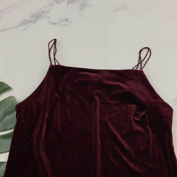 BCBG Vintage Velvet Mini Dress Size M Burgundy Red Slip Shift Stretch 90s y2k - Picture 2 of 11